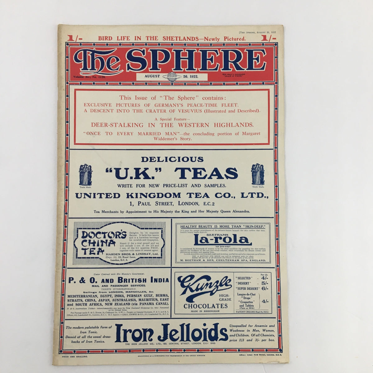 Cover of The Sphere Newspaper dated April 26, 1922 featuring articles on the Fascisti Parade in Milan at the Municipal Palace.