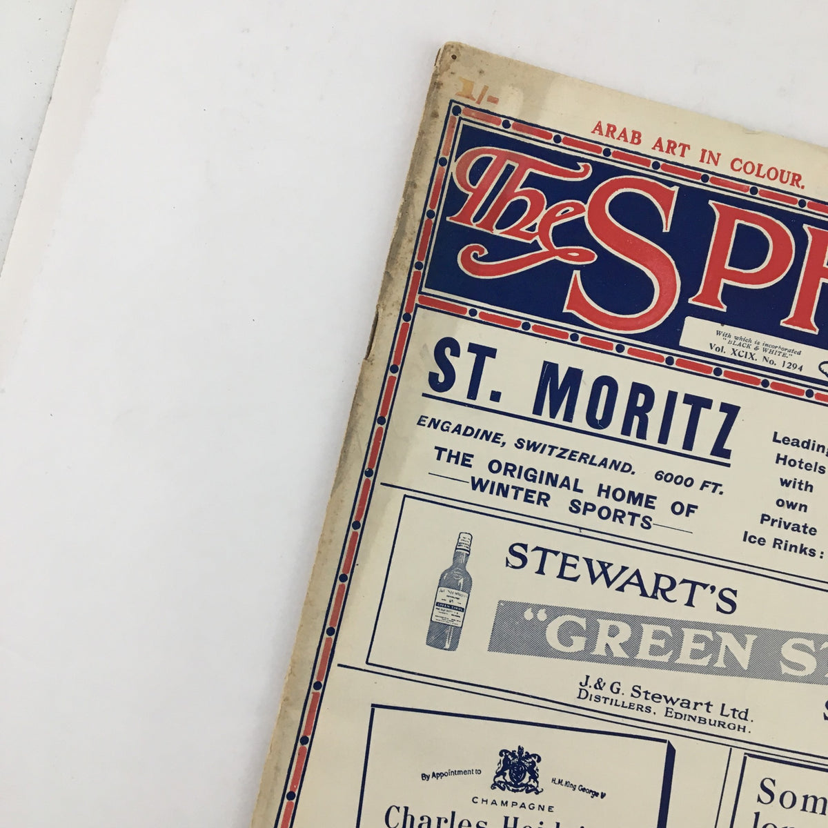 The Sphere Newspaper November 8 1924 highlighting the St. Moritz advertisement relating to winter sports and exclusive offerings.