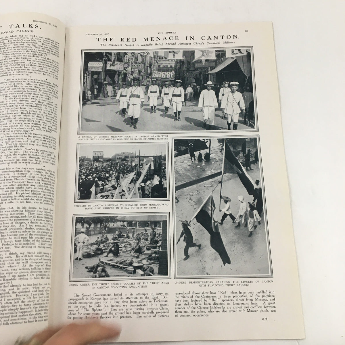 The Sphere Newspaper December 26, 1925 featuring an article on 'The Red Menace in Canton' with accompanying historical photographs.