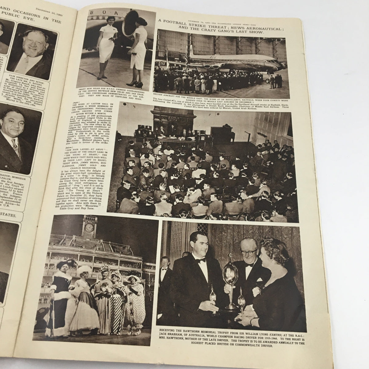 The Illustrated London News December 24 1960, featuring various historical images and articles, showcasing a dramatic scene inside a venue with attendees and notable events from the era.