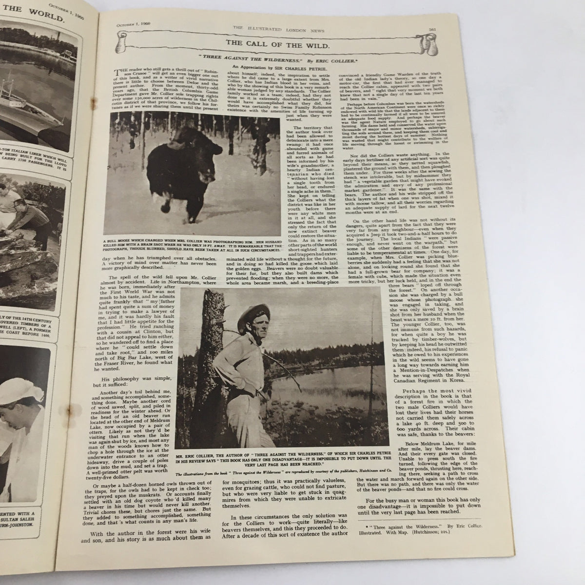 The Illustrated London News October 1 1960 page featuring an article titled 'The Call of the Wild' alongside black and white photographs, showcasing wildlife and outdoor scenes.