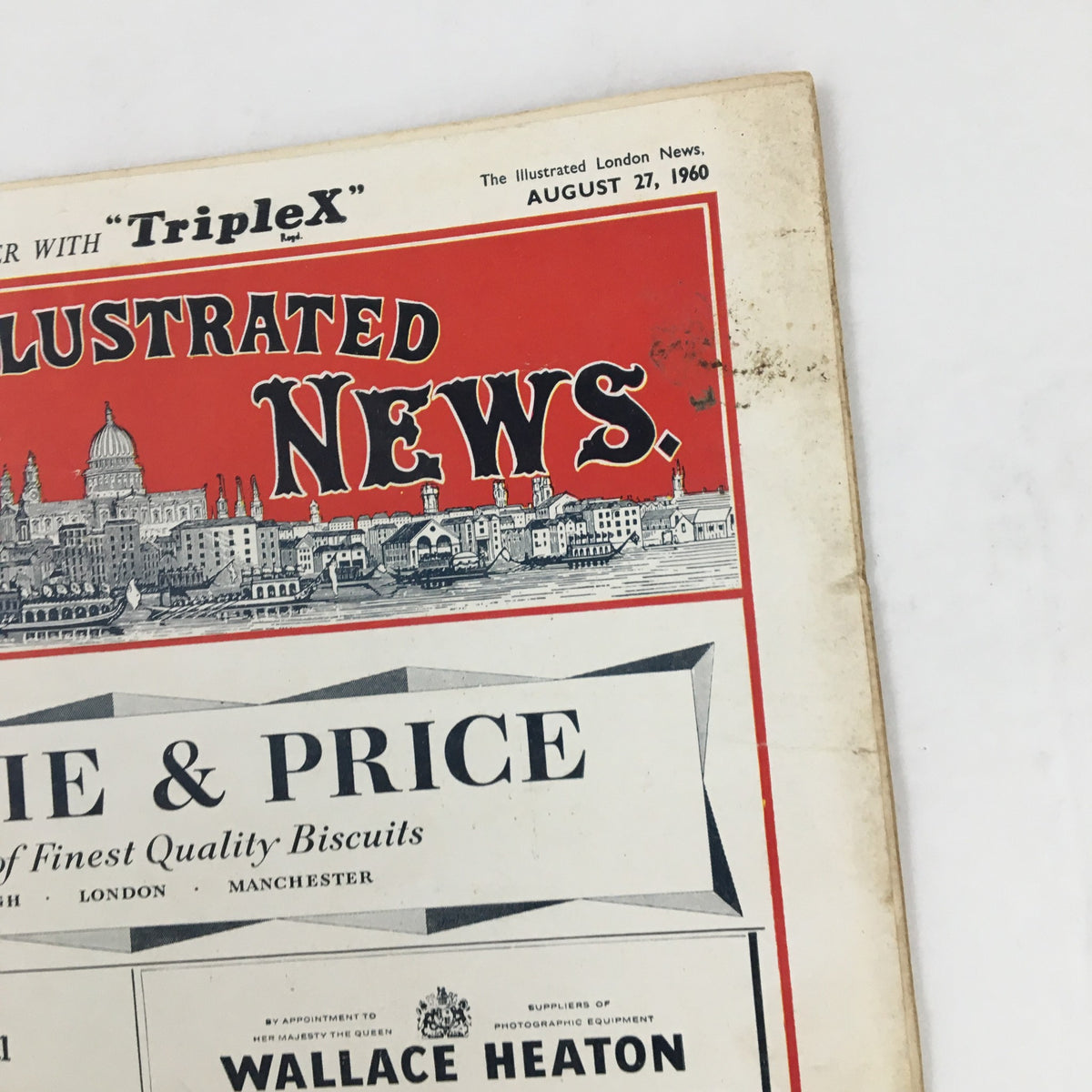 The Illustrated London News August 27 1960 front page view, emphasizing the publication's design and advertisements from its time.