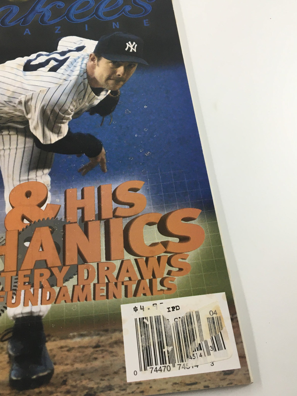 Close-up of the Yankees Magazine June 2003 cover with Mike Moustakas, highlighting the price tag and his prominent pose on the cover.
