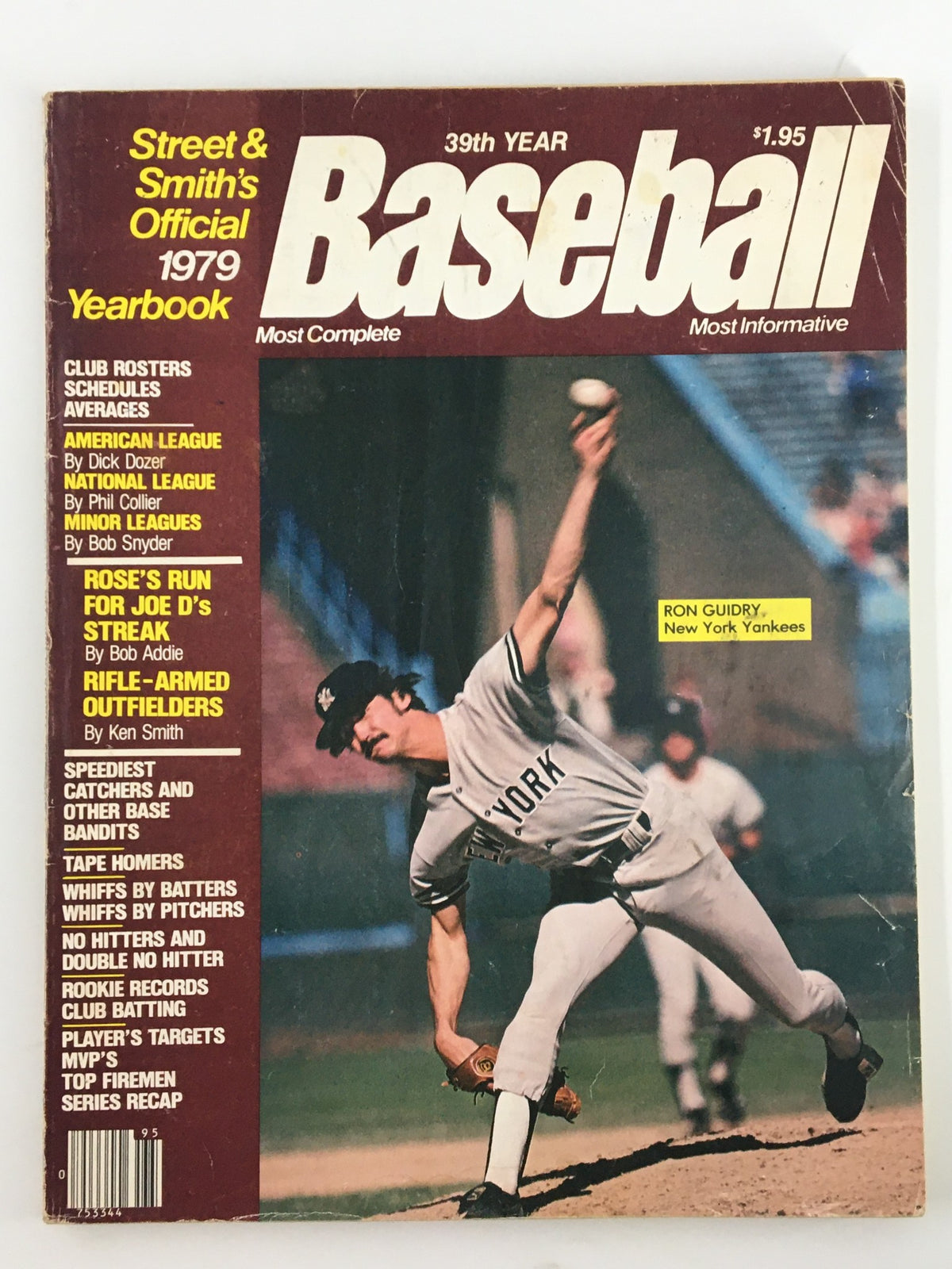 Cover of Street & Smith's Official 1979 Yearbook Baseball featuring Ron Gurdly of the New York Yankees, showcasing the title and details about the year's highlights.