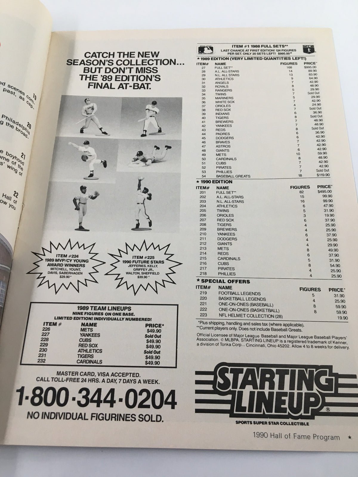 Another inner page from the 1990 The Sporting News Fifty-First Annual Program, highlighting collectibles and figures from the 1990 baseball season.