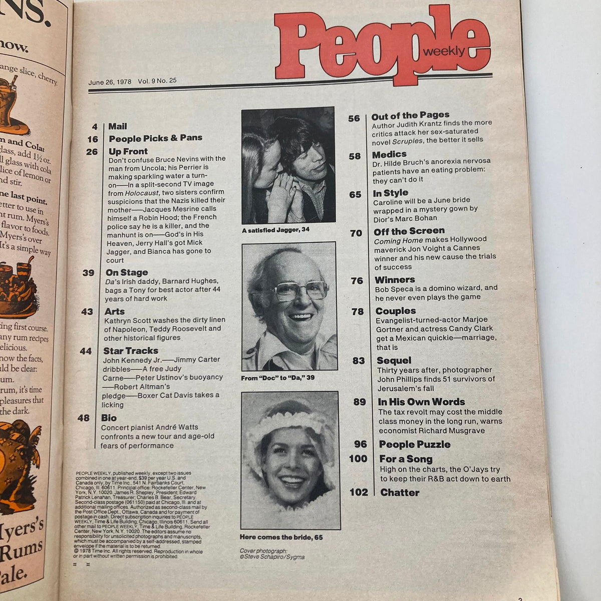 Vintage People Weekly Magazine June 26 1978 featuring articles including 'People Picks & Pans', 'On Stage', and 'Star Tracks', showcasing the cultural landscape of the late 1970s.