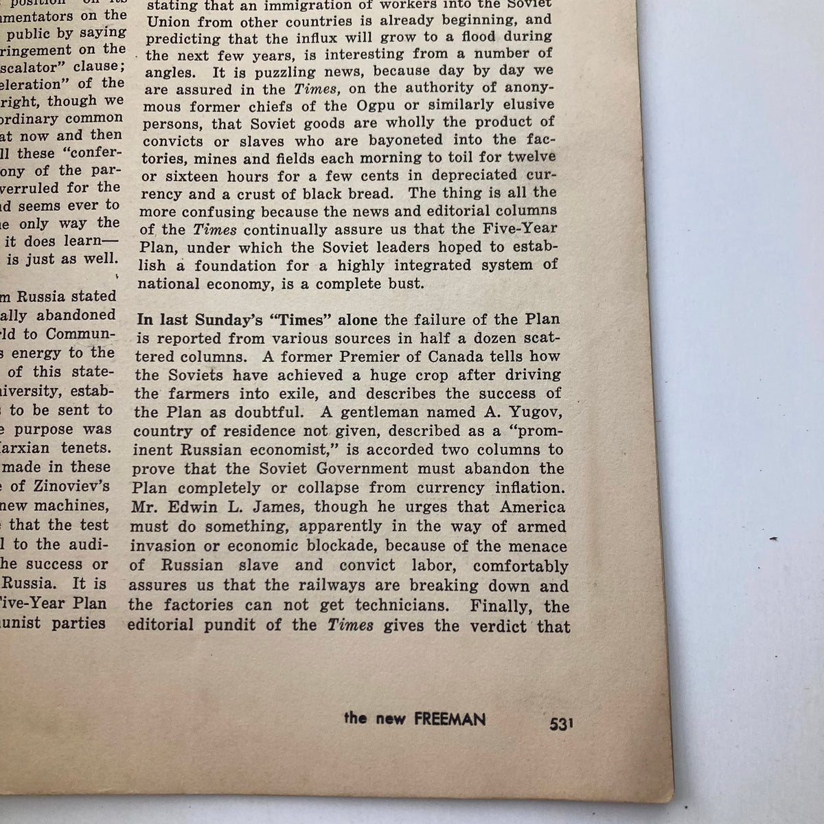 Detailed view of a page from VTG The New Freeman Magazine February 18 1931 The Solace of Philosophy, featuring article content and vintage typography.