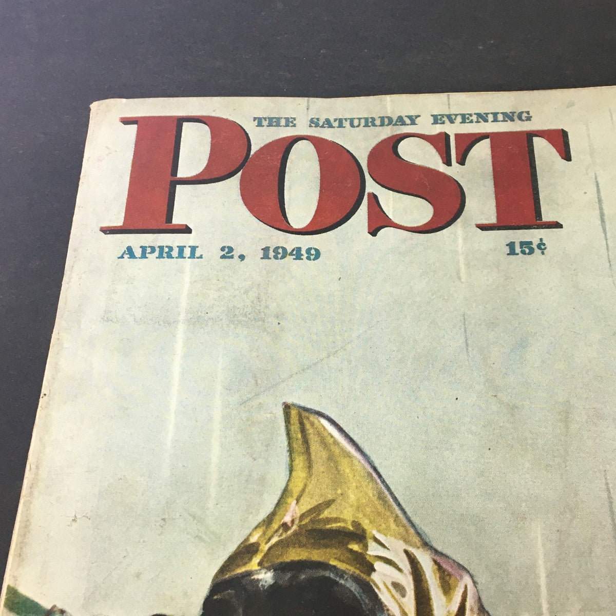 Upper portion of the Saturday Evening Post cover dated April 2, 1949, highlighting the magazine's title with the feature 'How Russian Children Lost Their God'.