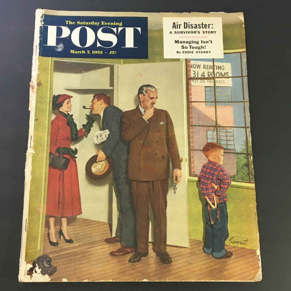 Cover of The Saturday Evening Post from March 7, 1953 featuring an illustration related to the article 'Managing Isn't So Tough' by Eddie Stanky.