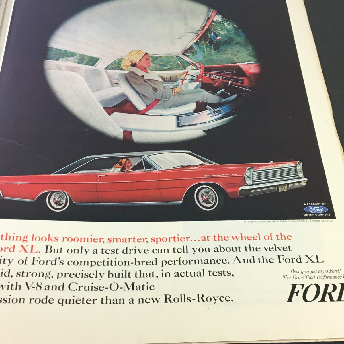 The Saturday Evening Post March 27 1965 features an advertisement for the Ford XL, highlighting its spacious interior and advanced performance.