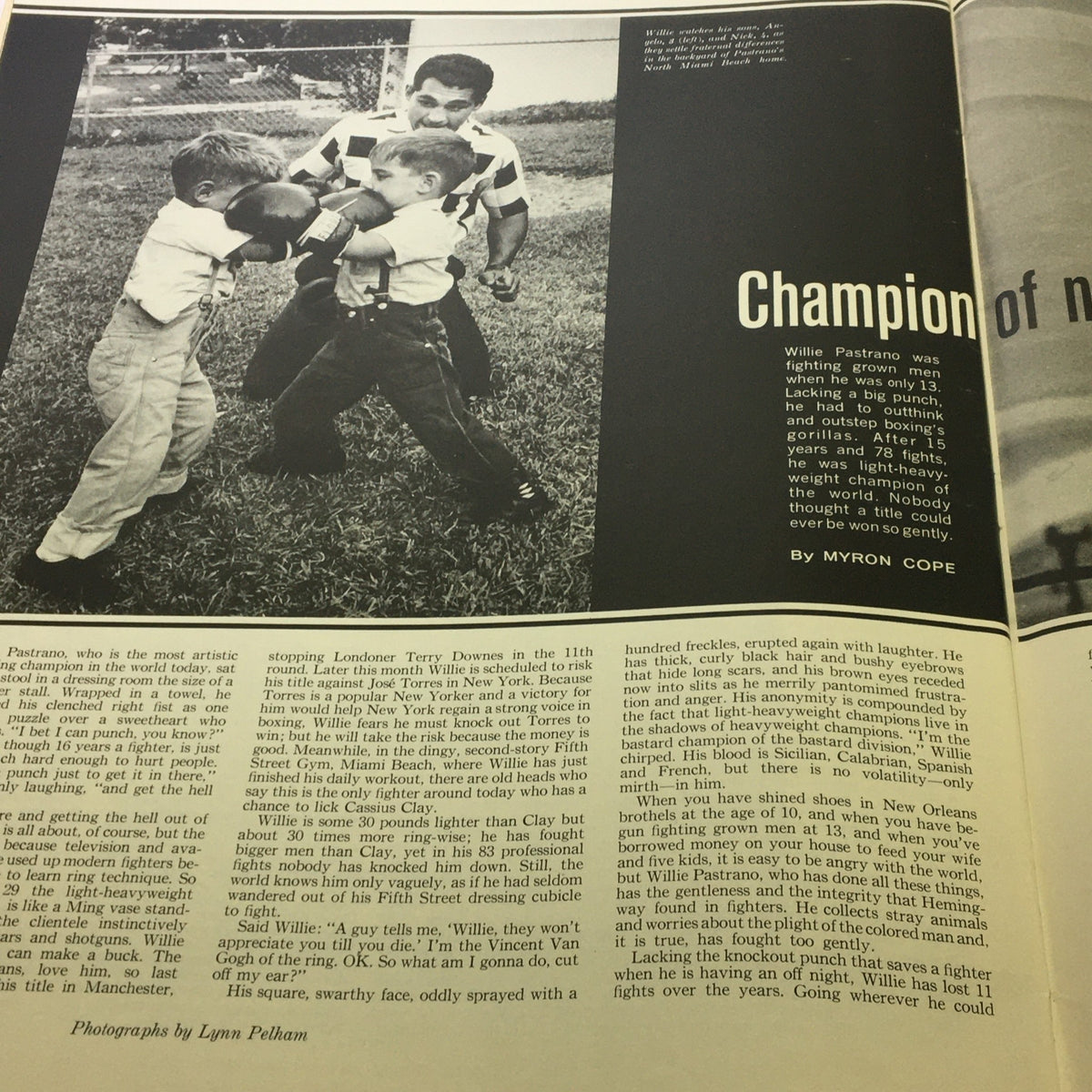 Image of children playfully boxing in a candid photograph featured in The Saturday Evening Post, March 27, 1965, illustrating youthful spirit and the world of sports.