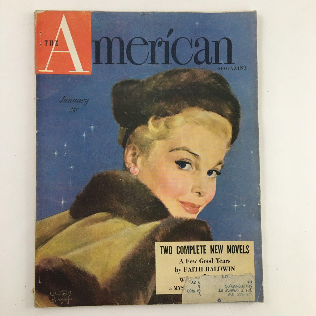 Cover of The American Magazine January 1949 featuring a woman's portrait, highlighting the issue's title and price.