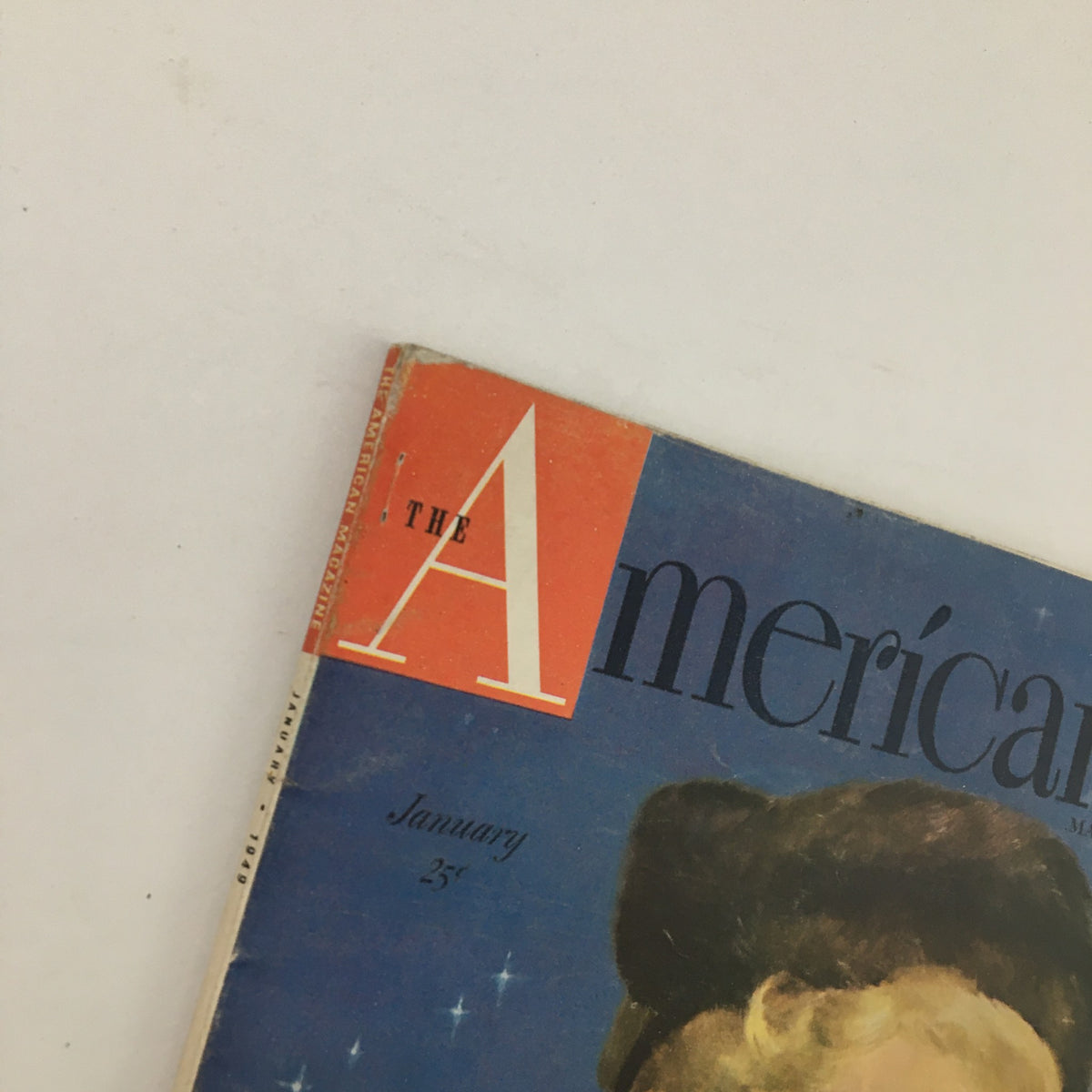Close-up of the title section of The American Magazine January 1949, showing the decorative style of the magazine's name and the month.