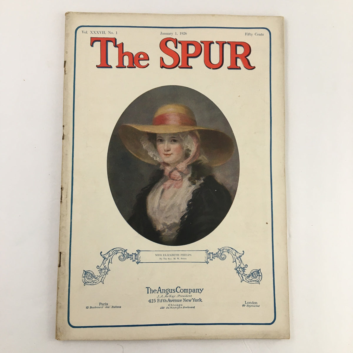 Cover page of The Spur Magazine, January 1, 1926, featuring a portrait of a woman in a wide-brimmed hat, titled 'The Spur'.