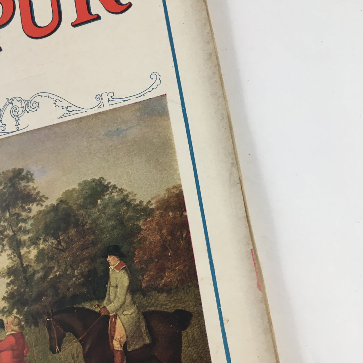 Close-up image of VTG The Spur Magazine January 15 1926 highlighting an illustration related to equestrian themes.