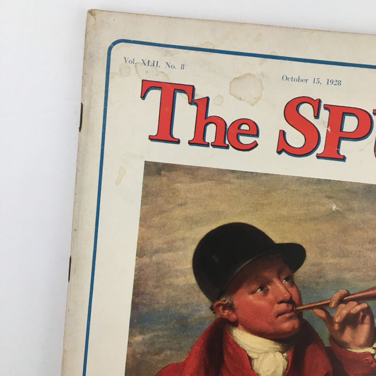 Cover of VTG The Spur Magazine October 15, 1928 featuring the title 'The Hunt Ball' by William Schwarz with an illustrated boy wearing a hat.