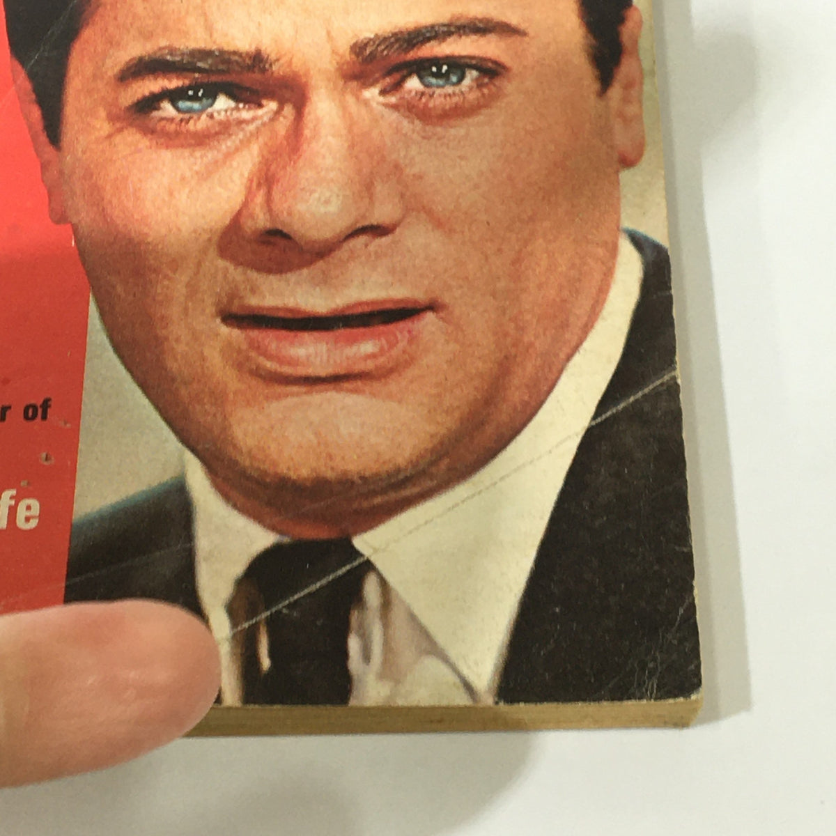 Close-up of the VTG Coronet Magazine June 1968 cover showcasing Tony Curtis, with a focus on the magazine's title and featured articles.