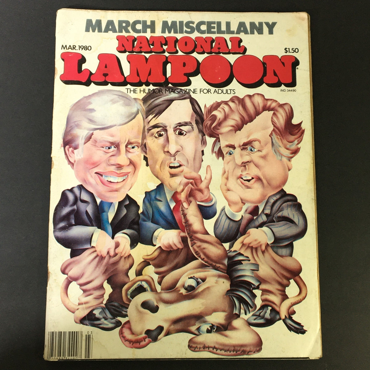 Cover of the National Lampoon Magazine from March 1980 featuring the humorous illustration of caricatures and the title 'National Lampoon.' This newsstand edition reflects the humor and nostalgia of the era.