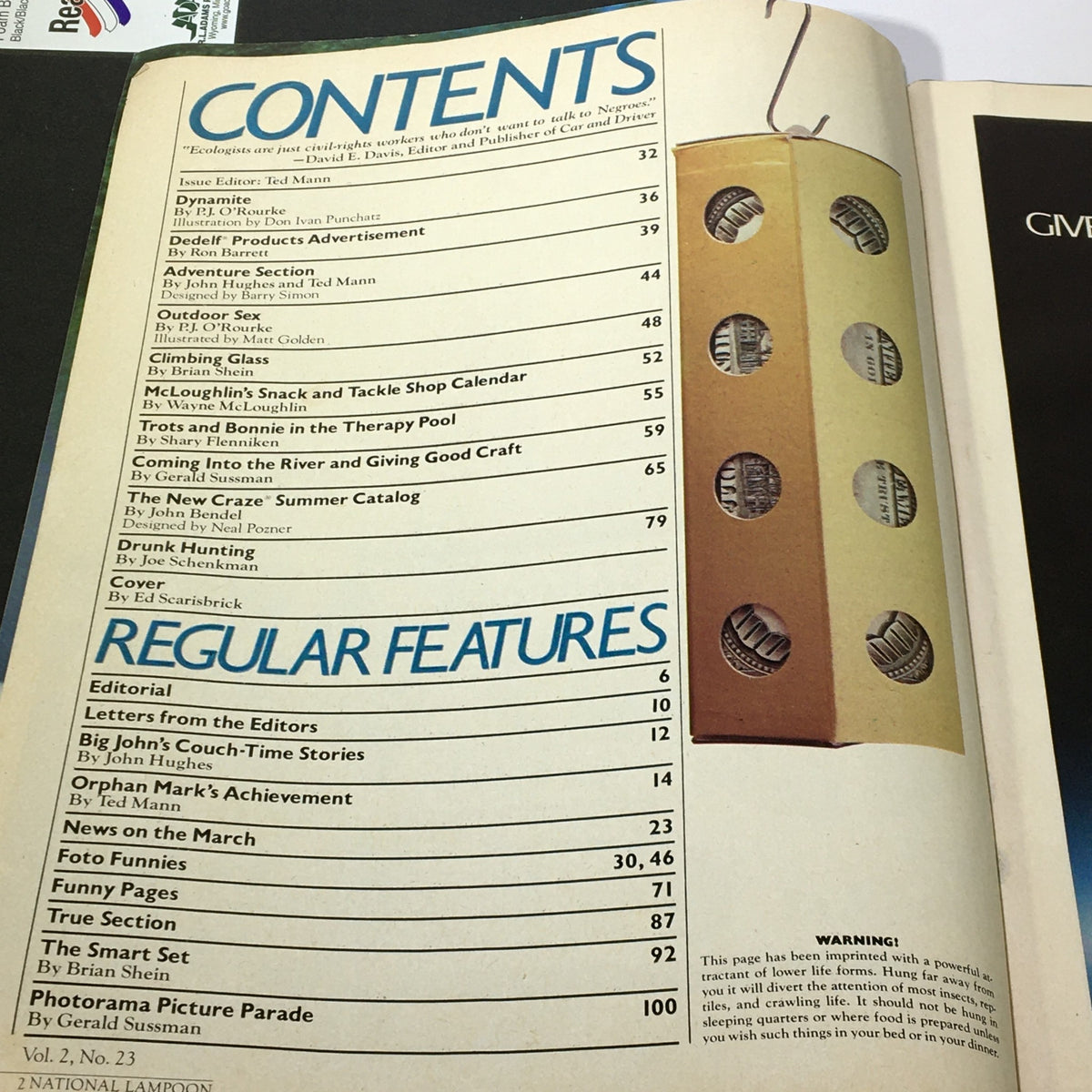 Contents page of National Lampoon Magazine June 1980, listing articles and features, reflecting the magazine's blend of humor and creativity popular in the 1980s.