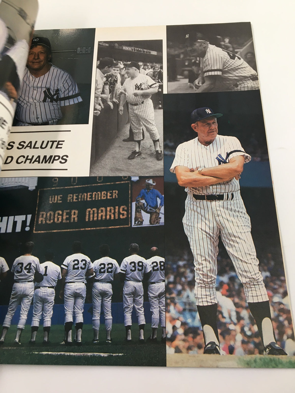 Collage page from Yankees Magazine September 18, 1986 saluting the 1961 World Champions, featuring historic images of players in Yankees uniforms.
