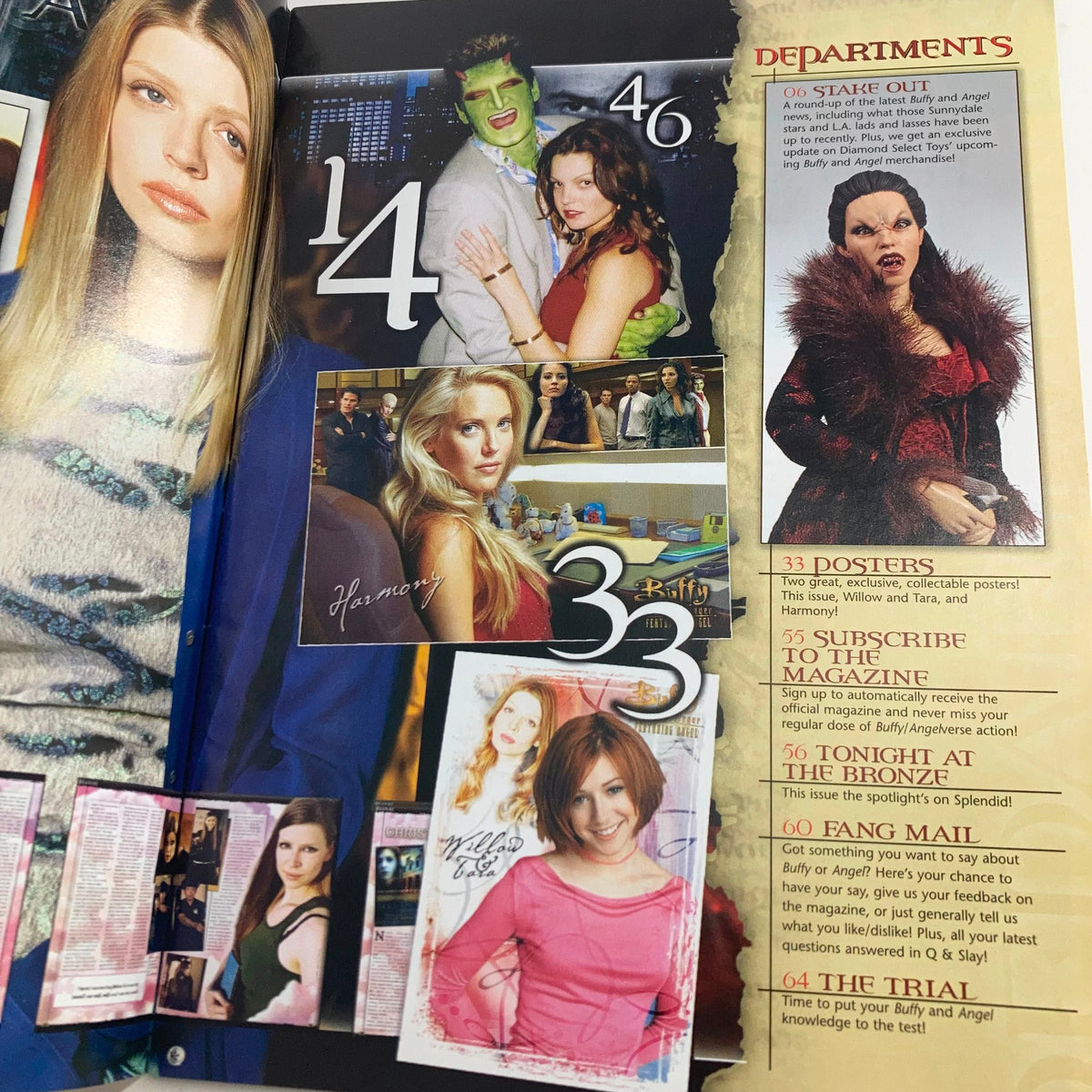 Another interior page of Buffy The Vampire Slayer October 2005 Issue 21 highlighting articles and exclusive content related to Amber Benson and Clare Kramer.