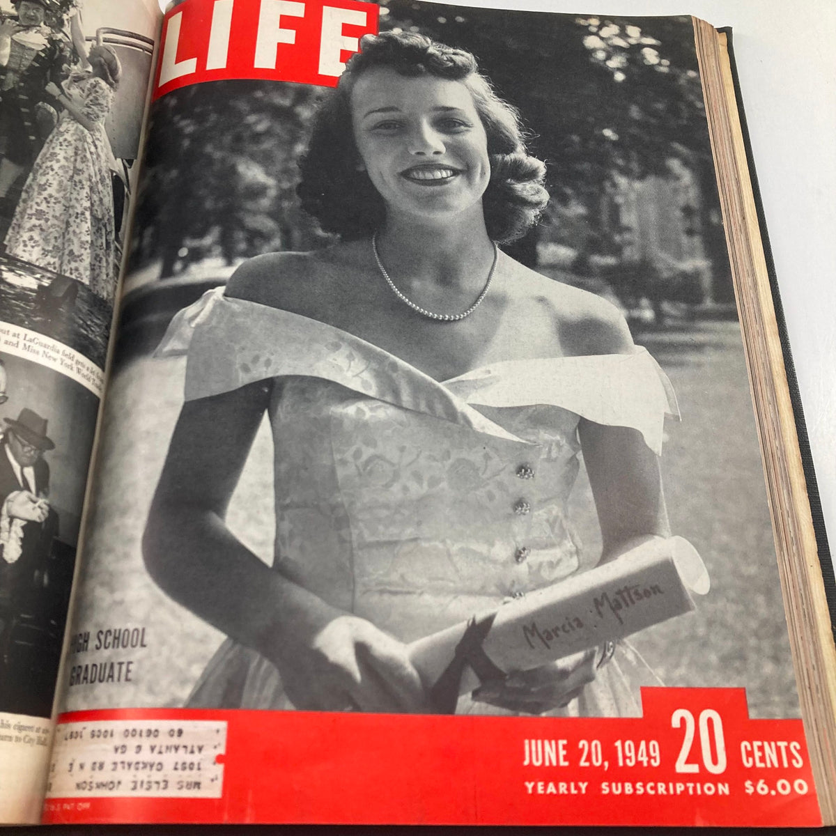 Cover of VTG 1949 Bound Life Magazine highlighting a high school graduate in a beautiful dress from June 20, 1949 issue.