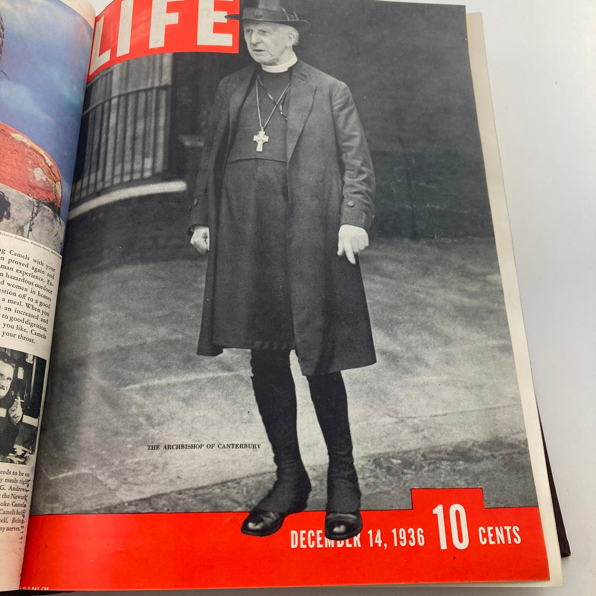 Cover of VTG 1936-1937 First Issue Bound Life Magazine featuring the Archbishop of Canterbury, December 14, 1936 edition.