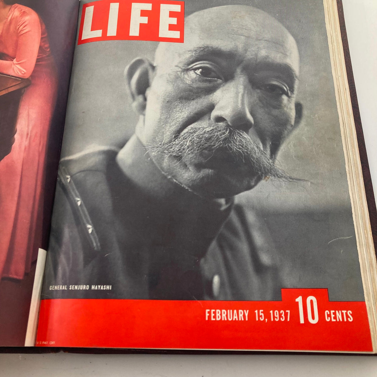 VTG 1936 1937 First Issue Bound Life Magazine cover featuring General Senjuro Hayashi, highlighting military history, dated February 15, 1937.