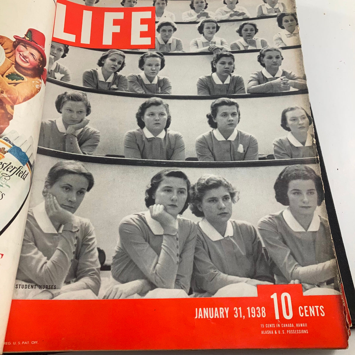 VTG 1938 Bound Life Magazine Cover featuring student nurses from January 31, 1938.