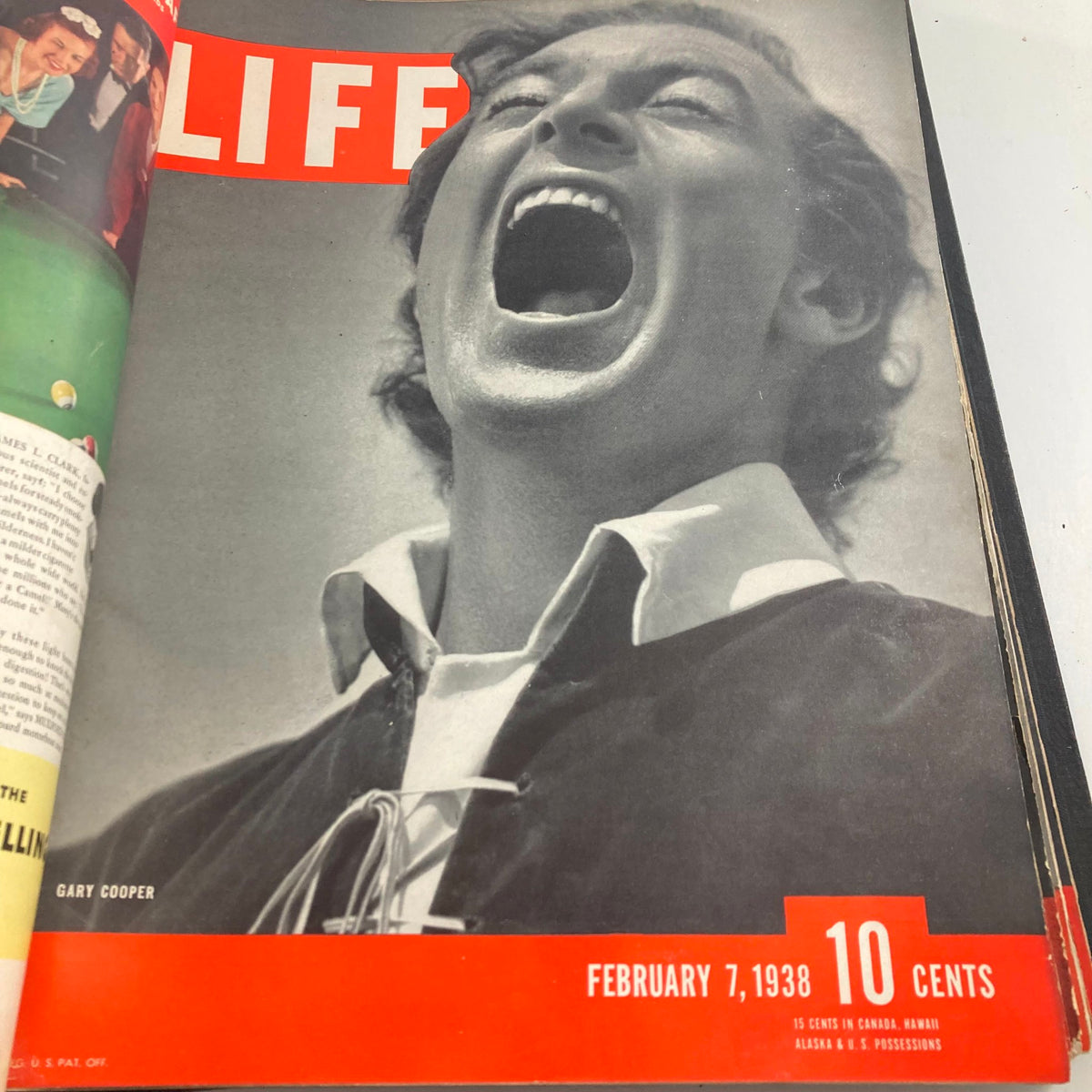 VTG 1938 Bound Life Magazine Cover with Gary Cooper from February 7, 1938.