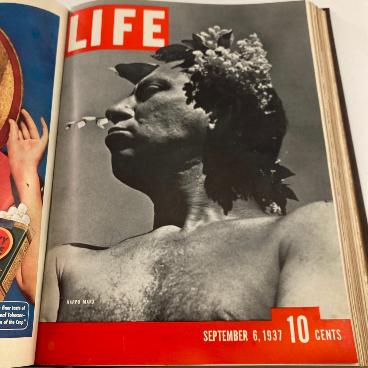 Cover of the VTG 1937 Bound Life Magazine for September 6, 1937, highlighting Harpo Marx, illustrating notable personalities of the late 1930s.