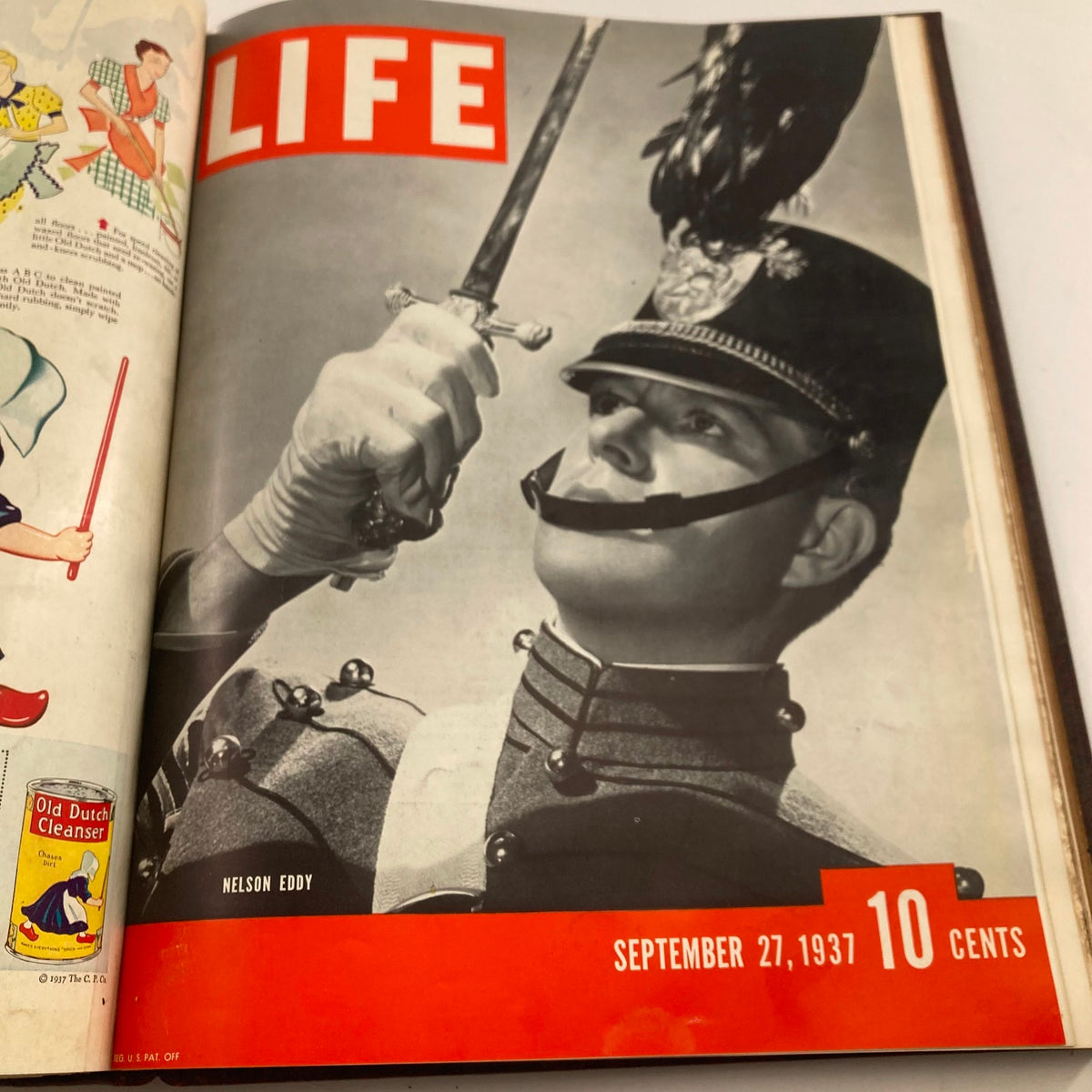 VTG 1937 Bound Life Magazine complete weekly issue cover featuring Nelson Eddy on September 27, 1937, showcasing vintage photography and design.