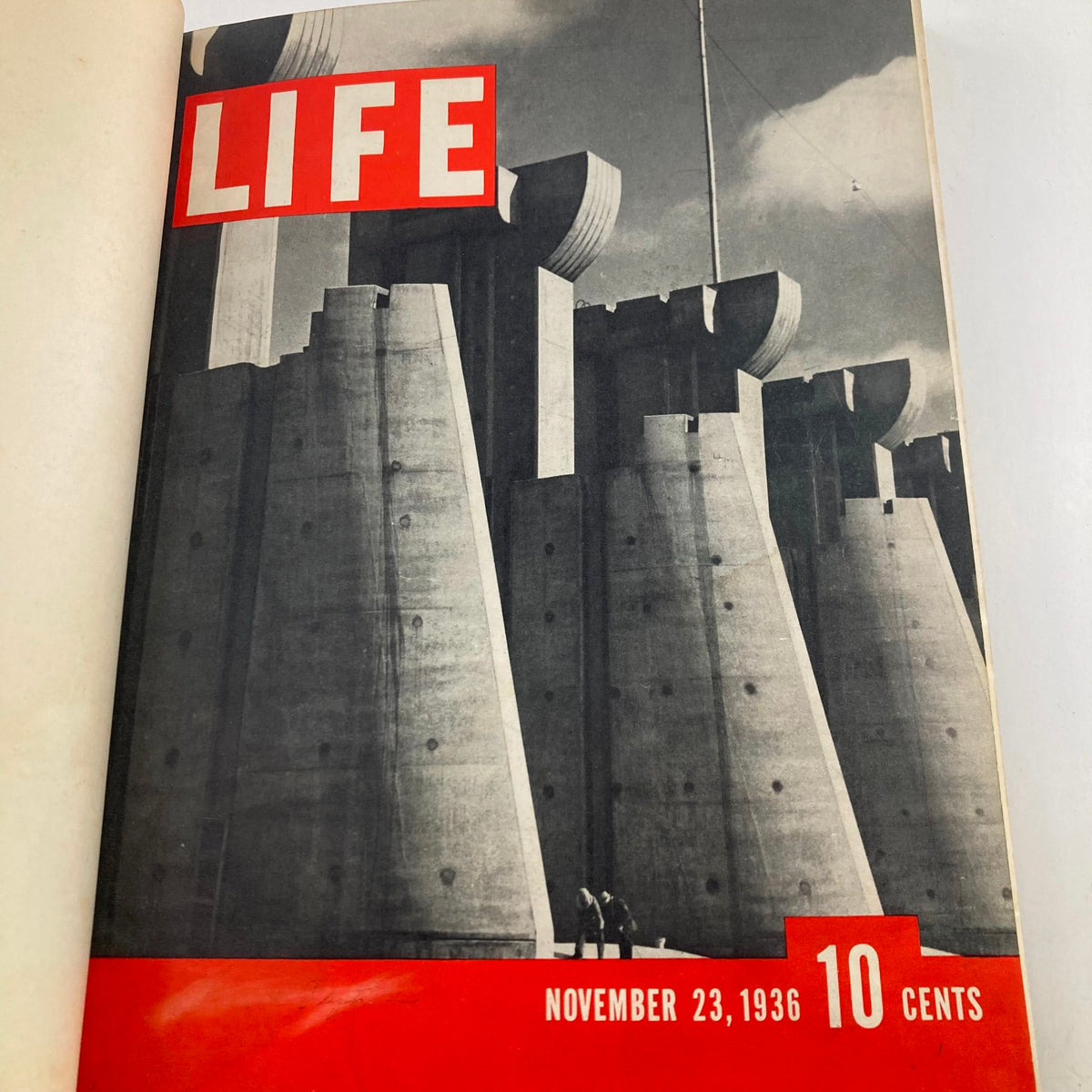 Cover of the VTG 1936 Bound Life Magazine November - December Complete First Weekly Issue featuring the Fort Peck Dam, published on November 23, 1936.