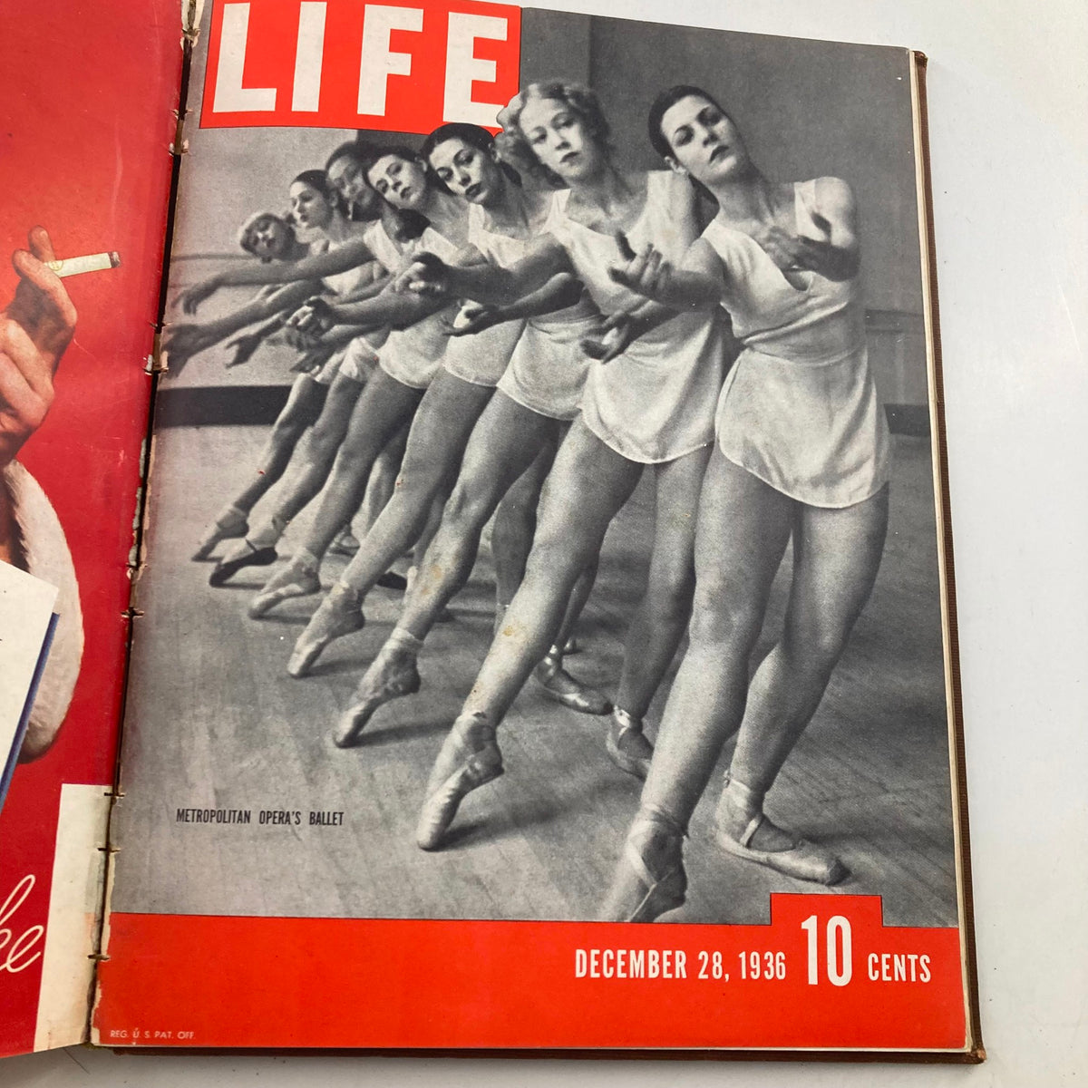 Vintage 1936 Bound Life Magazine covering the Metropolitan Opera's Ballet, dated December 28, 1936, displaying ballerinas in performance.