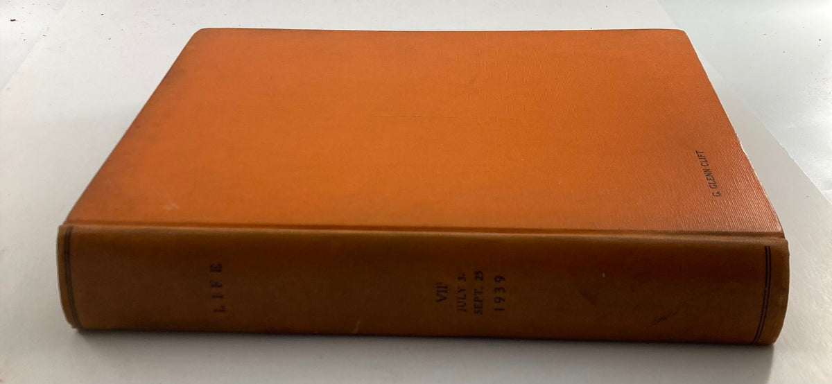 Vintage 1939 Bound Life Magazine - July to September, highlighting the orange book cover and spine details.