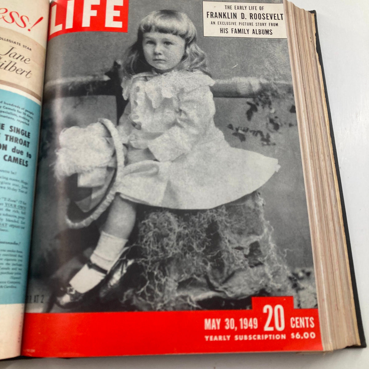Cover of VTG 1949 Bound Life Magazine featuring a young girl with a doll, published on May 30, 1949. Captures a nostalgic glimpse into the past.