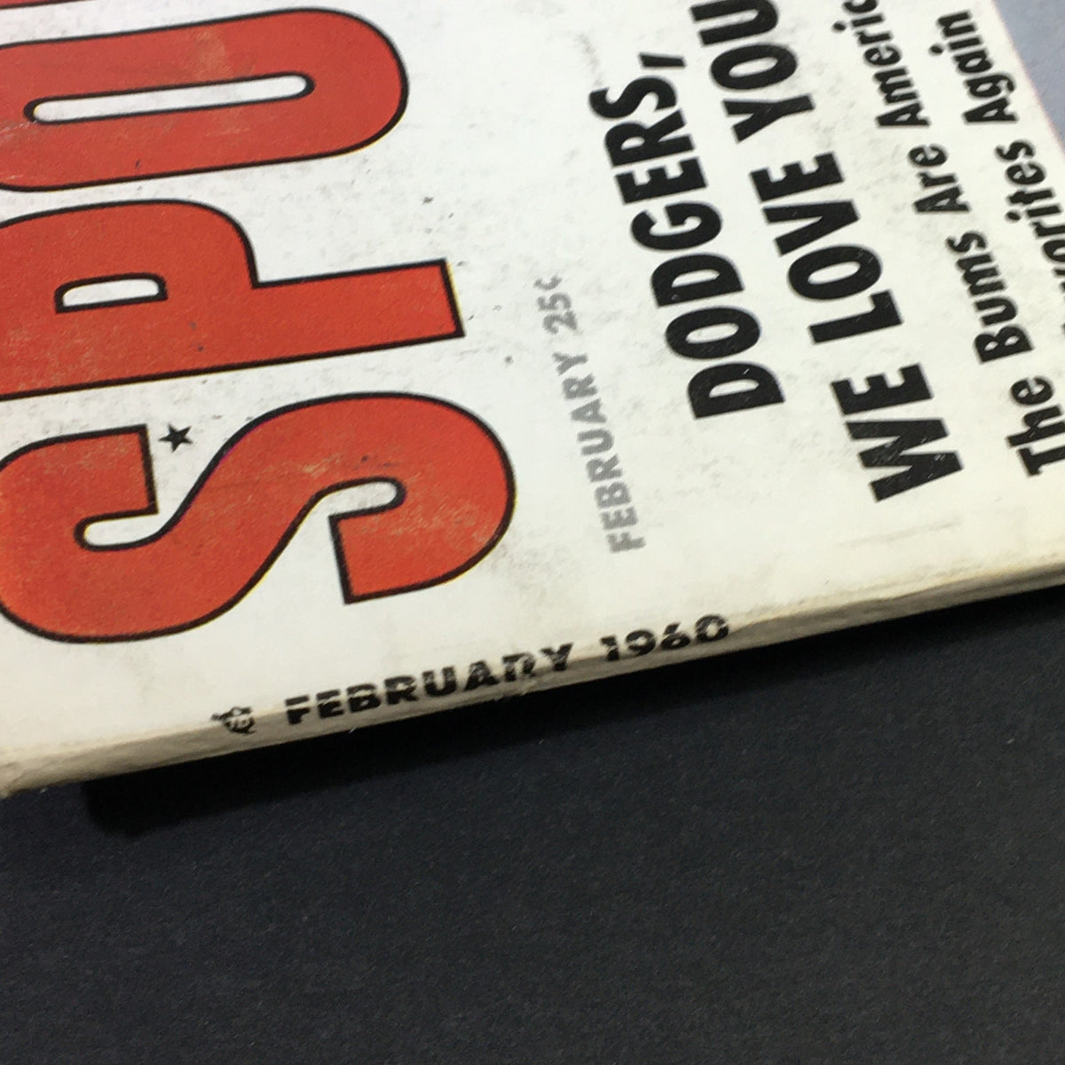 Close-up of the VTG Sport Magazine February 1960 cover, showcasing the bold title and date, emphasizing the vintage appeal for collectors.