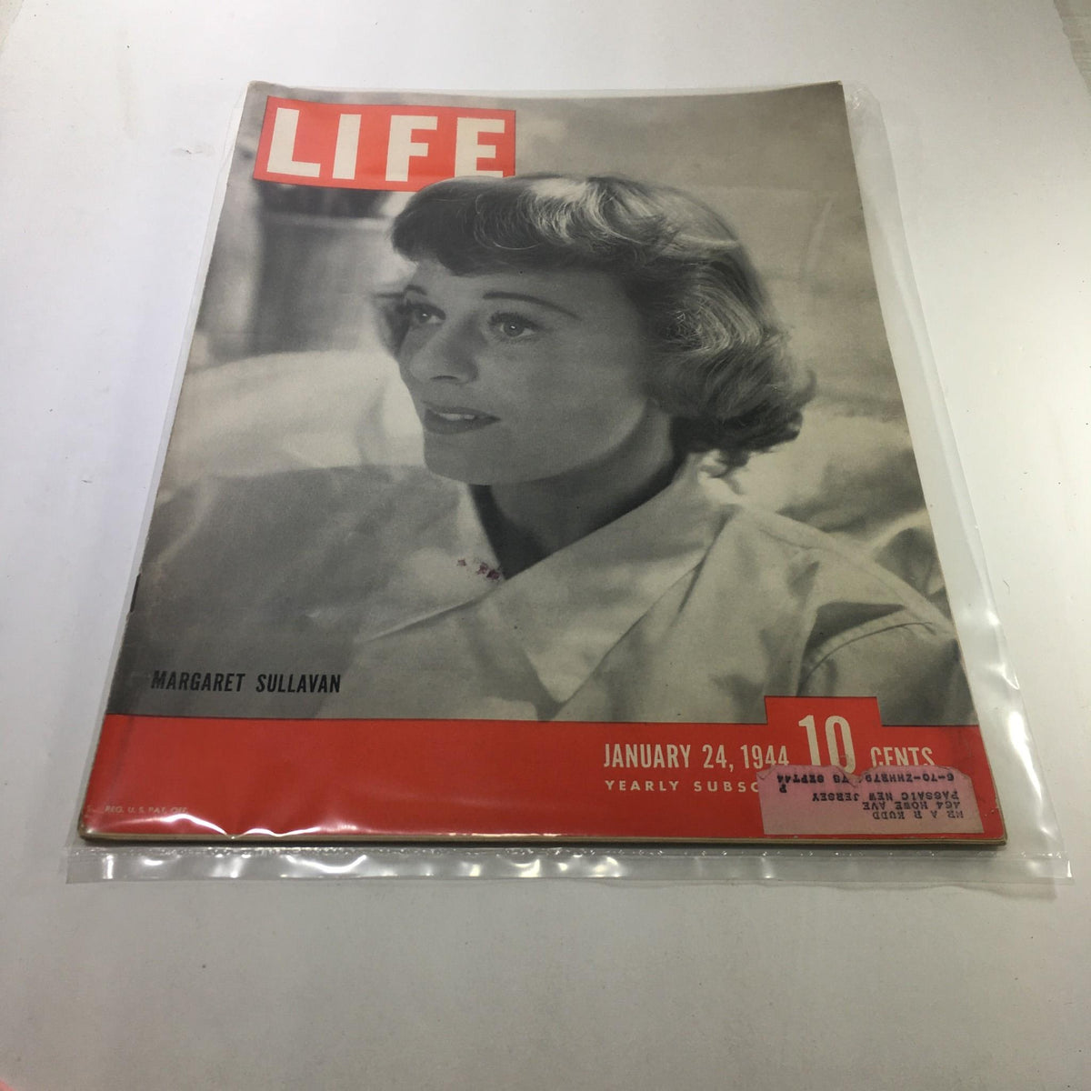 Life Magazine January 24, 1944 cover featuring actress Margaret Sullavan, showcasing vintage Hollywood charm, with a focus on her captivating expression and the magazine's bold red title.