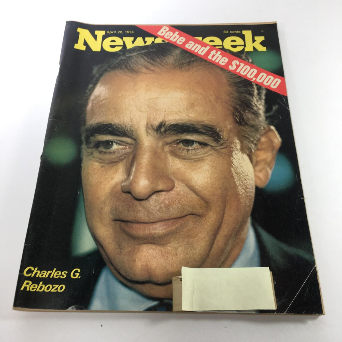 Cover of Newsweek Magazine from April 22, 1974 featuring Charles G. Rebozo with the headline "Bebe and the $100,000". This vintage magazine showcases a significant moment in American history, reflecting the political climate of the 1970s.