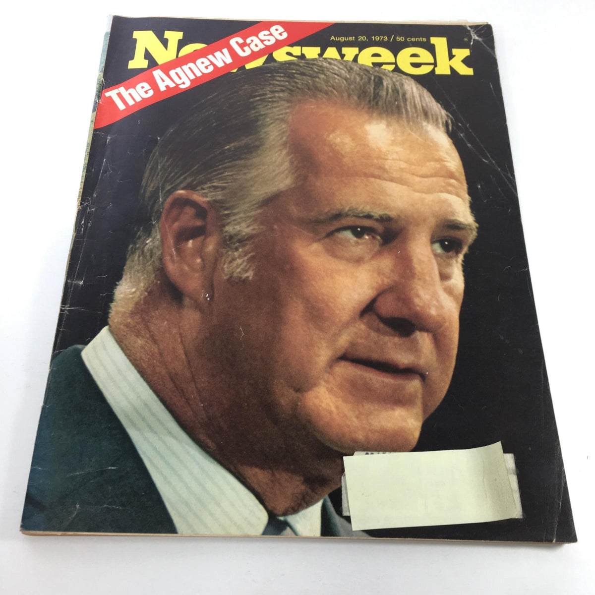 Cover of Newsweek Magazine from August 20, 1973, featuring the title 'The Agnew Case' with a prominent image of a man with gray hair and a suit, highlighting historical context related to Vice President Spiro Agnew.