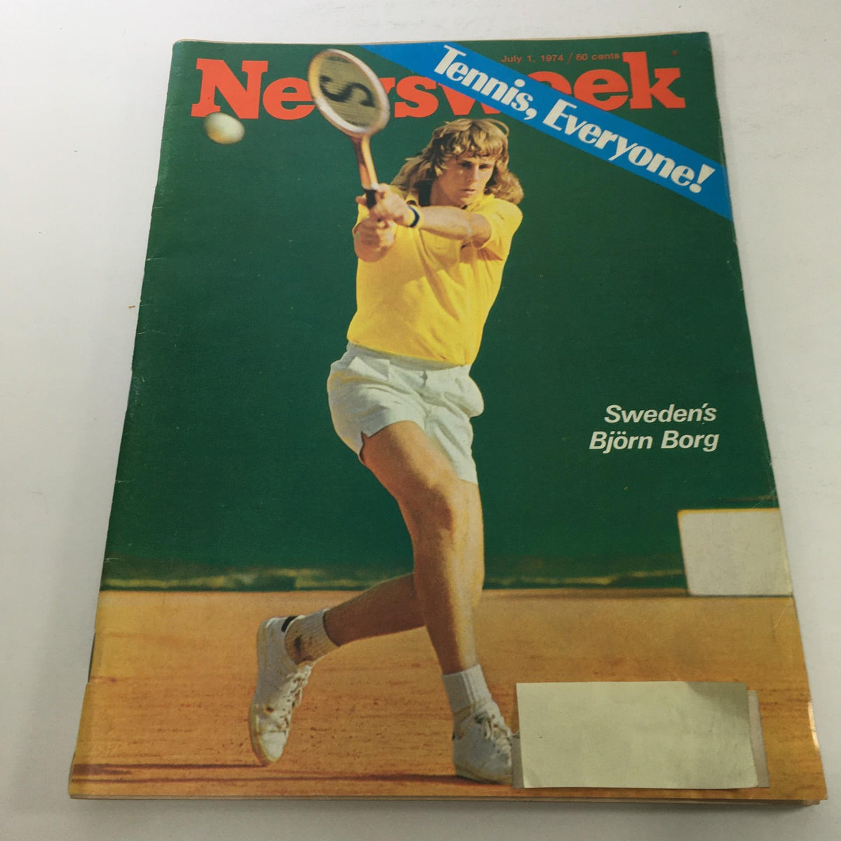 Cover of Newsweek Magazine dated July 1, 1974, featuring the title 'Tennis Everyone!' and a dynamic image of Björn Borg playing tennis.