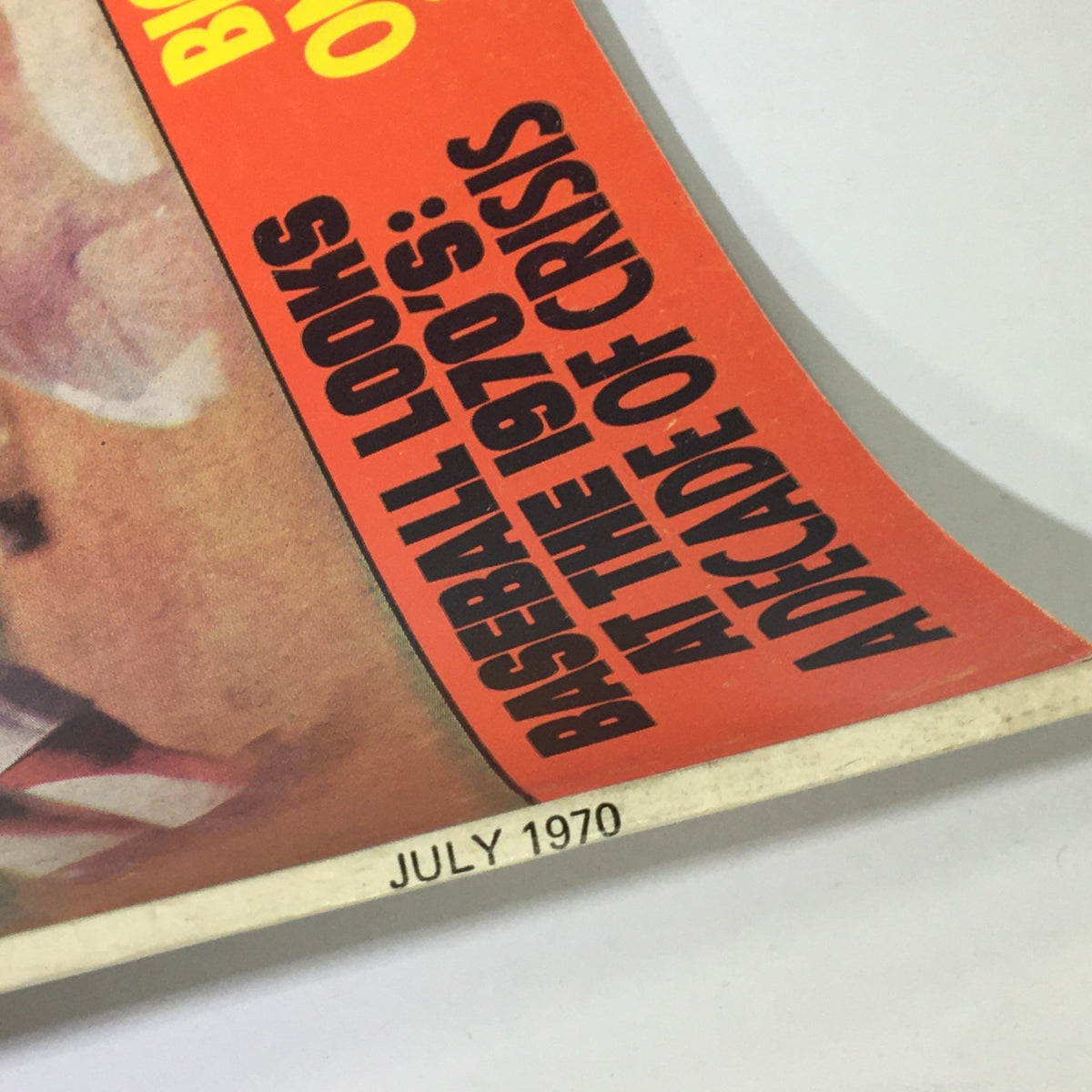 Close-up of Pro Sports Magazine July 1970 spine displaying the publication date, emphasizing its vintage status as a collectible item.