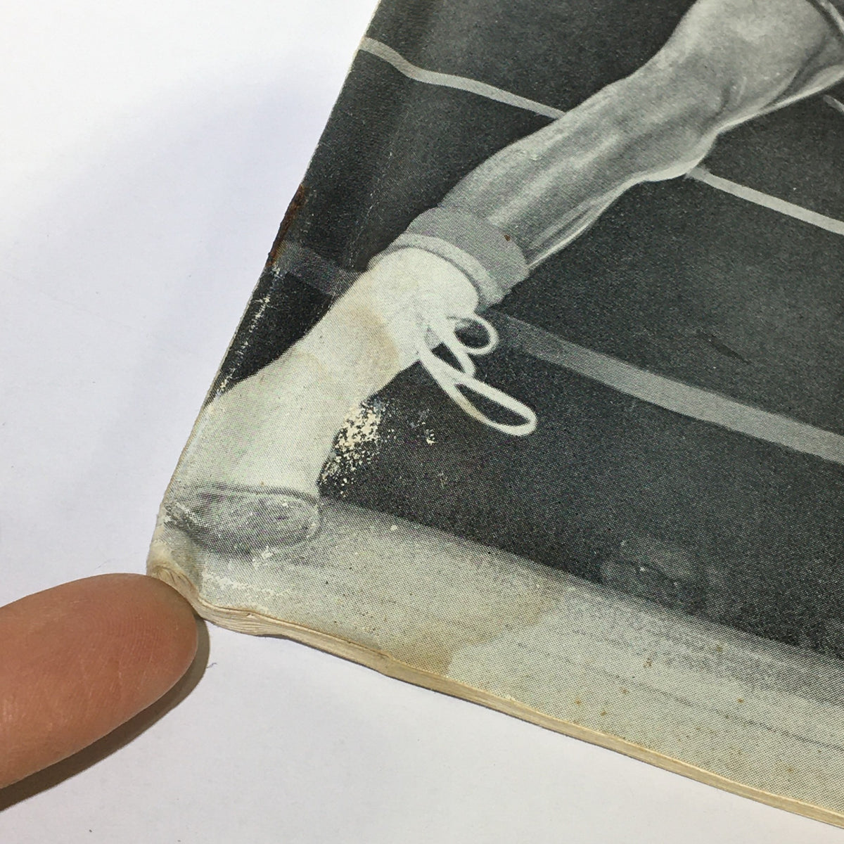 Side view of the VTG Amateur Athlete Magazine May 1967 showing minor wear and details of the magazine's edge, Volume 38 Number 5.
