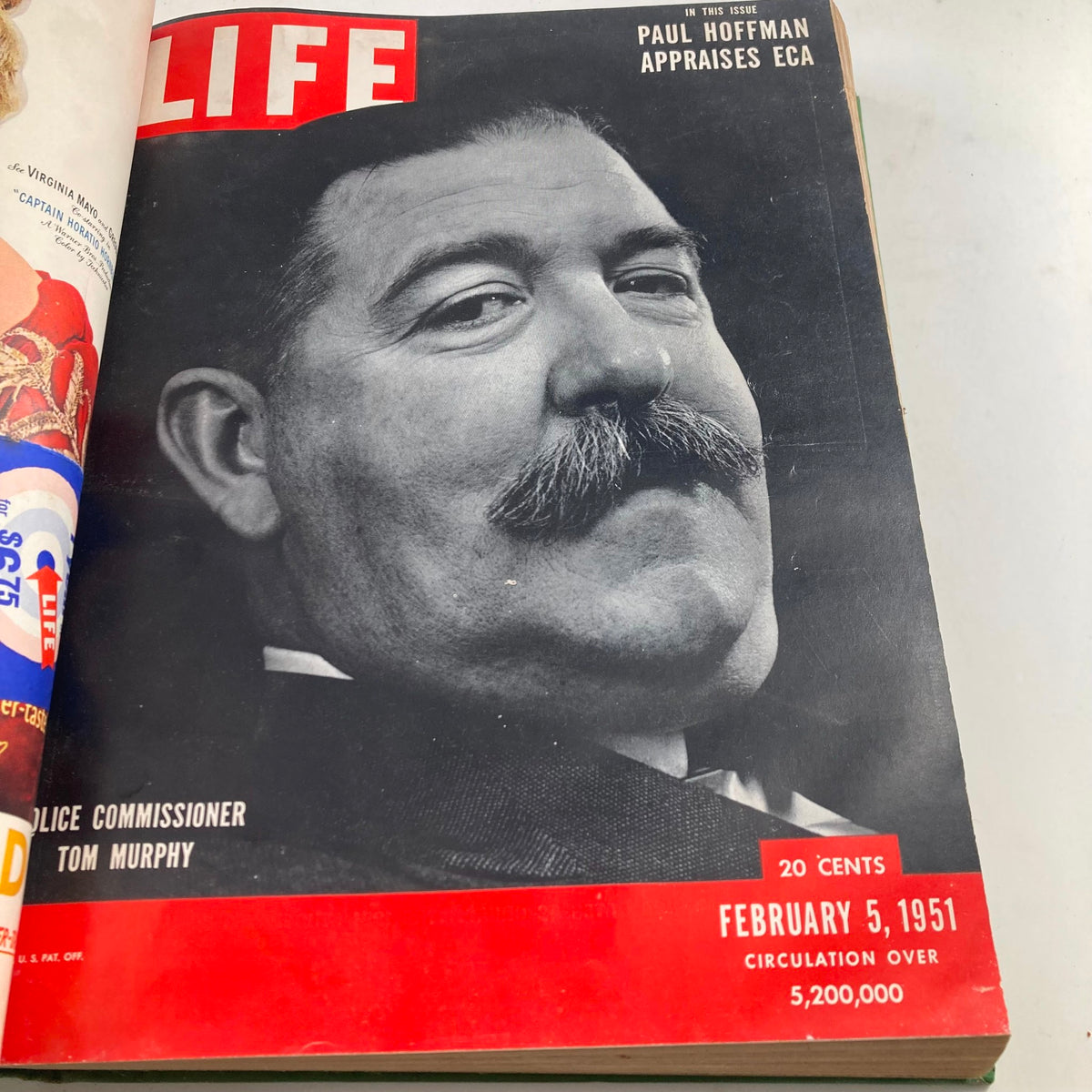 Cover of the VTG 1951 Bound Life Magazine featuring Paul Hoffman on February 5, 1951, discussing the appraisal of ECA.