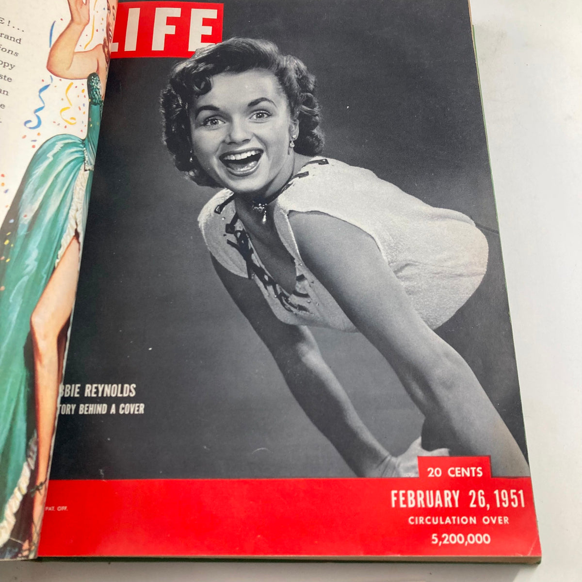 Cover of VTG 1951 Bound Life Magazine featuring Debbie Reynolds, February 26, 1951 issue, showcasing mid-20th century Hollywood charm.