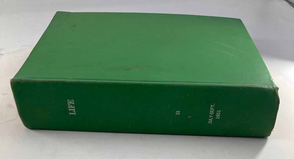 Spine view of the VTG 1951 Bound Life Magazine July - September, highlighting the title and months.