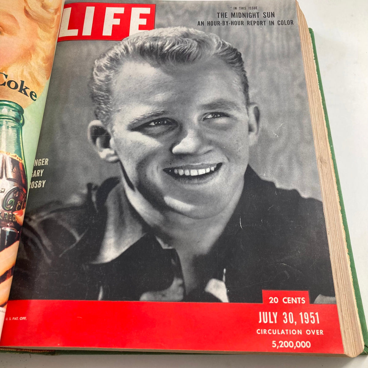VTG 1951 Bound Life Magazine Cover featuring Gary Crosby, July 30, 1951 issue, representing icons of American entertainment from the 1950s.
