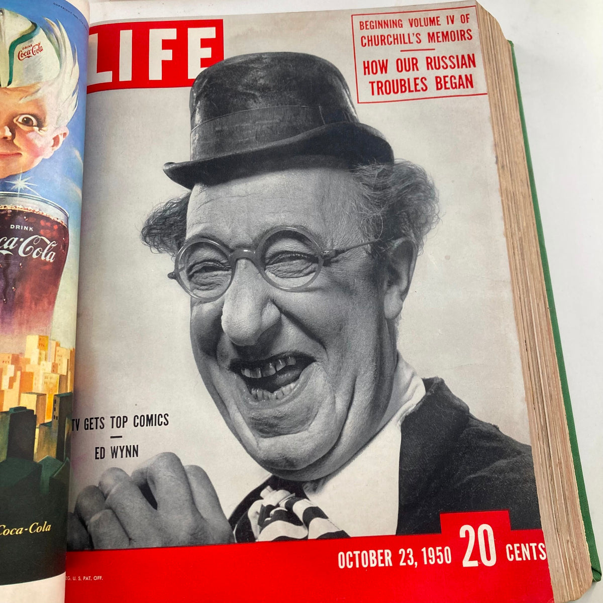 Cover of the VTG 1950 Bound Life Magazine with Ed Wynn, published on October 23, focusing on his contributions to television and comedy.