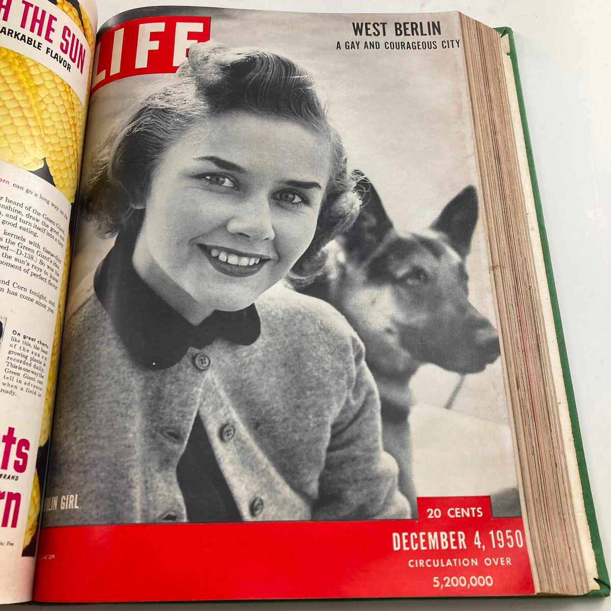 VTG 1950 Bound Life Magazine featuring an image of a smiling young woman on the cover from December 4, 1950, showcasing the vibrant culture of mid-century America.