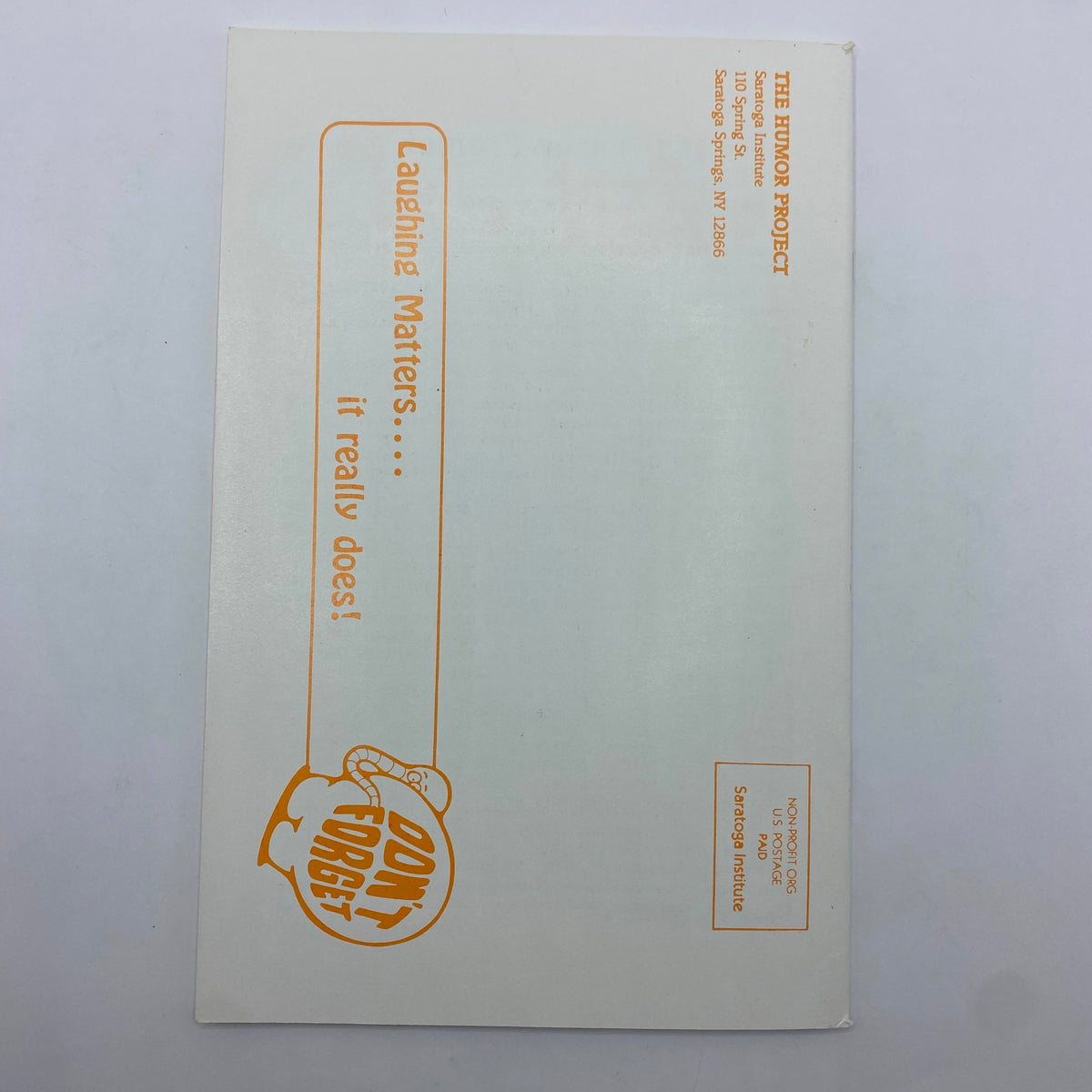 Back cover of Laughing Matters Volume 2 Number 3 displaying a call to action for readers, underscoring the importance of humor in daily life.